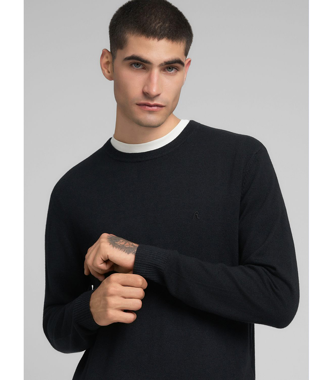 R刺しゅうウールブレンドプルオーバー 詳細画像 ブラック 7